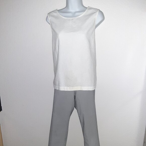 Lg Linen Top * Counterparts Sz 14 Capris, Blck & White Pinstripe * Pull-on - Picture 2 of 11